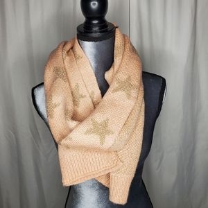 ☆ Mixit Blush Pink Knit Scarf with Rose Gold Stars One Size